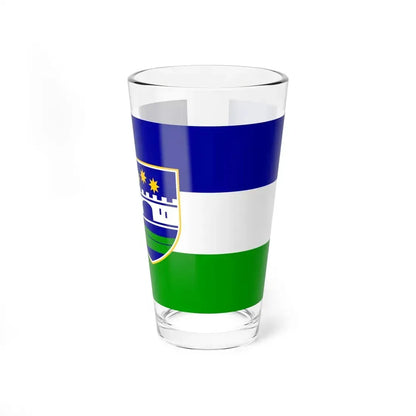 Flag of Una Sana Canton Bosnia and Herzegovina - Pint Glass 16oz 16oz - Go Mug Yourself
