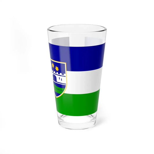 Flag of Una Sana Canton Bosnia and Herzegovina - Pint Glass 16oz 16oz - Go Mug Yourself