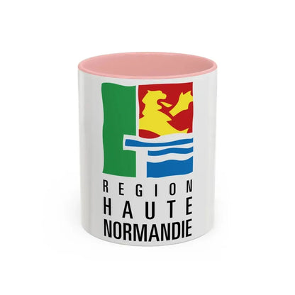 Flag of Upper Normandy France 2 - Accent Coffee Mug 11oz Pink - Go Mug Yourself