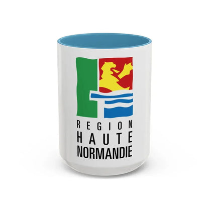 Flag of Upper Normandy France 2 - Accent Coffee Mug 15oz Light Blue - Go Mug Yourself