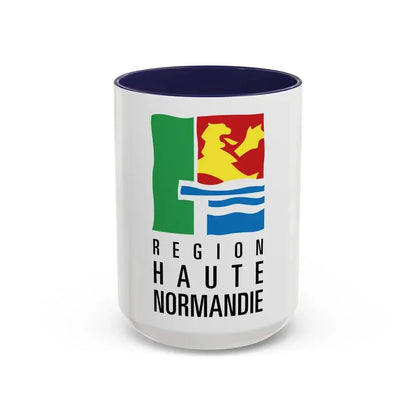 Flag of Upper Normandy France 2 - Accent Coffee Mug 15oz Navy - Go Mug Yourself