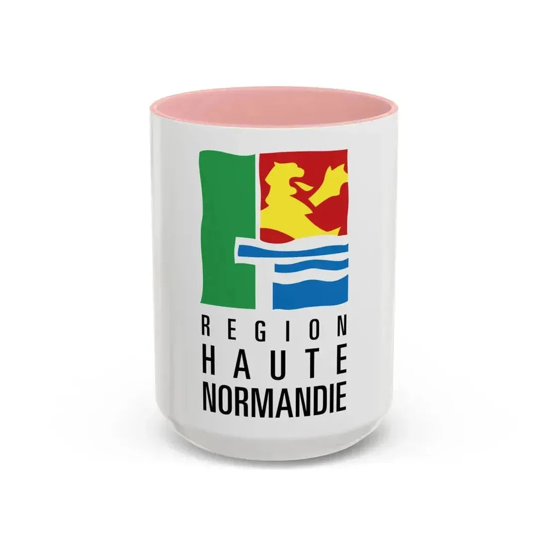 Flag of Upper Normandy France 2 - Accent Coffee Mug 15oz Pink - Go Mug Yourself