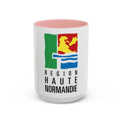 Flag of Upper Normandy France 2 - Accent Coffee Mug 15oz Pink - Go Mug Yourself