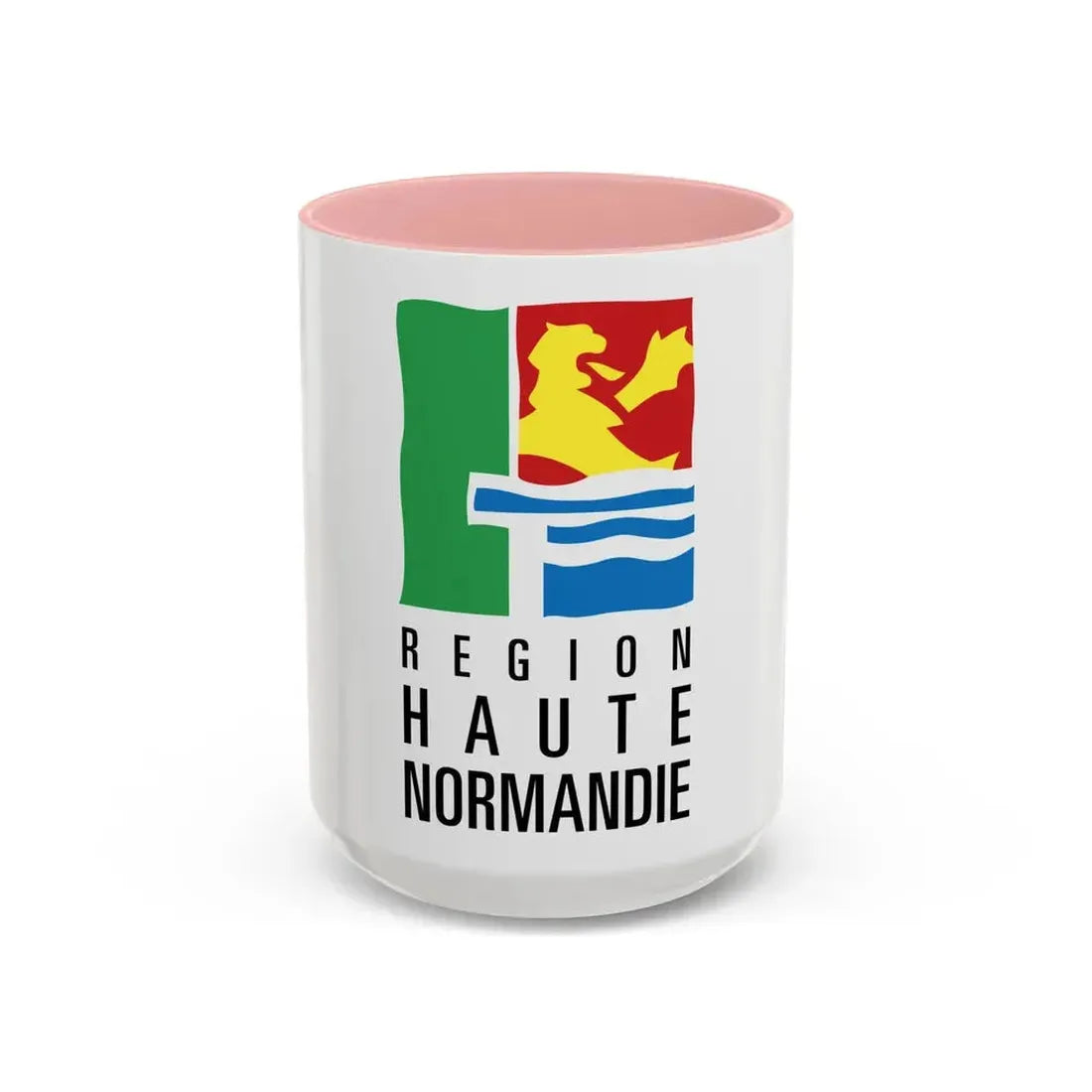 Flag of Upper Normandy France 2 - Accent Coffee Mug 15oz Pink - Go Mug Yourself