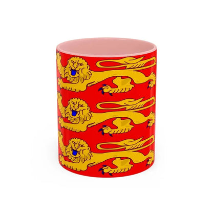 Flag of Upper Normandy France - Accent Coffee Mug 11oz Pink - Go Mug Yourself