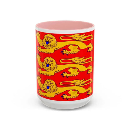 Flag of Upper Normandy France - Accent Coffee Mug 15oz Pink - Go Mug Yourself