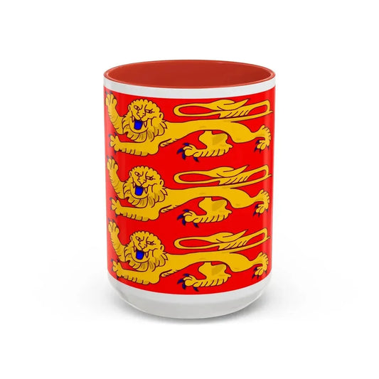 Flag of Upper Normandy France - Accent Coffee Mug 15oz Red - Go Mug Yourself