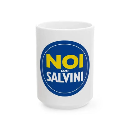 Flag of Us with Salvini (Italy) White Coffee Mug 15oz - Go Mug Yourself
