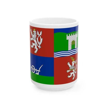 Flag of Usti nad Labem Region (Czech Republic) White Coffee Mug 15oz - Go Mug Yourself