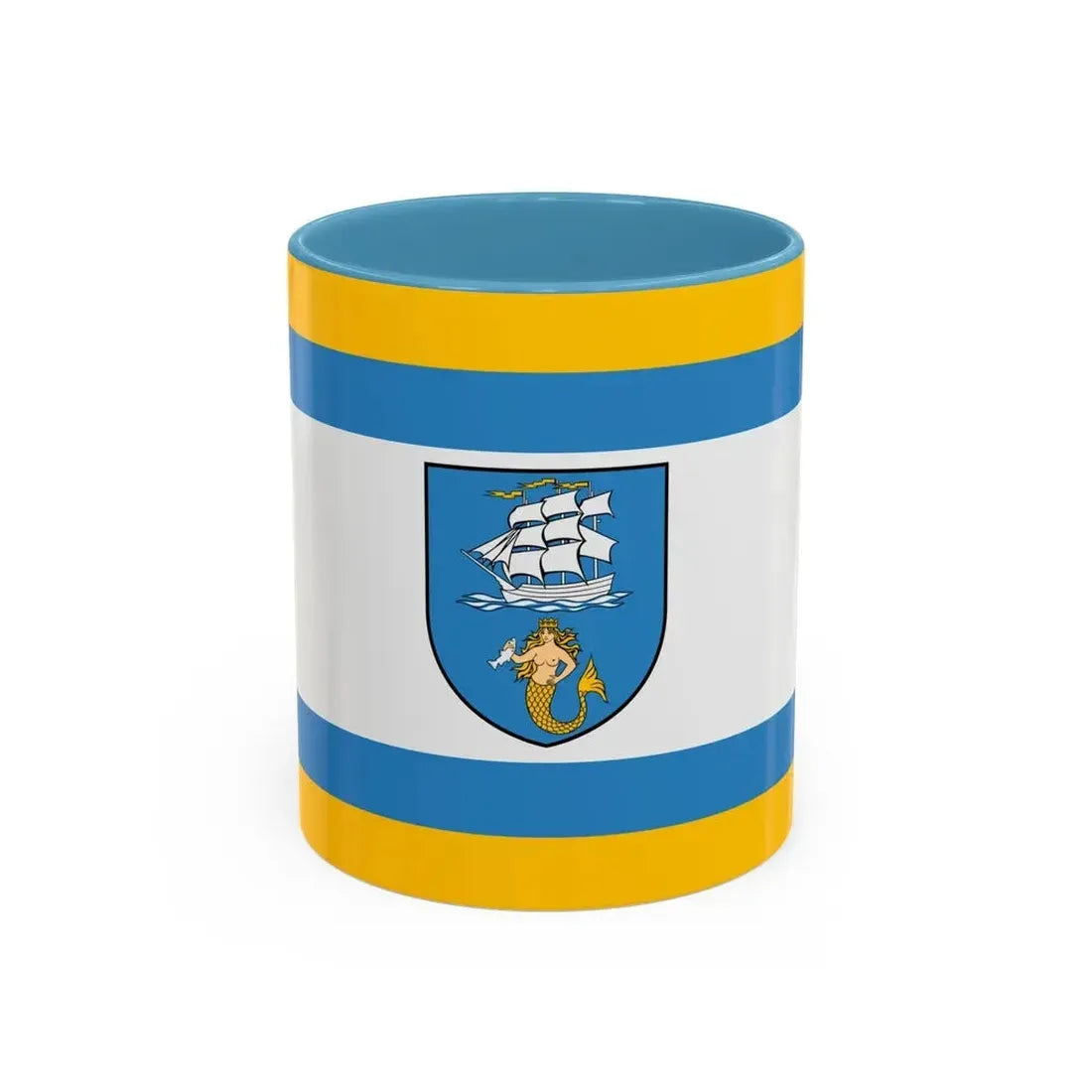 Flag of Ustka Poland - Accent Coffee Mug 11oz Light Blue - Go Mug Yourself
