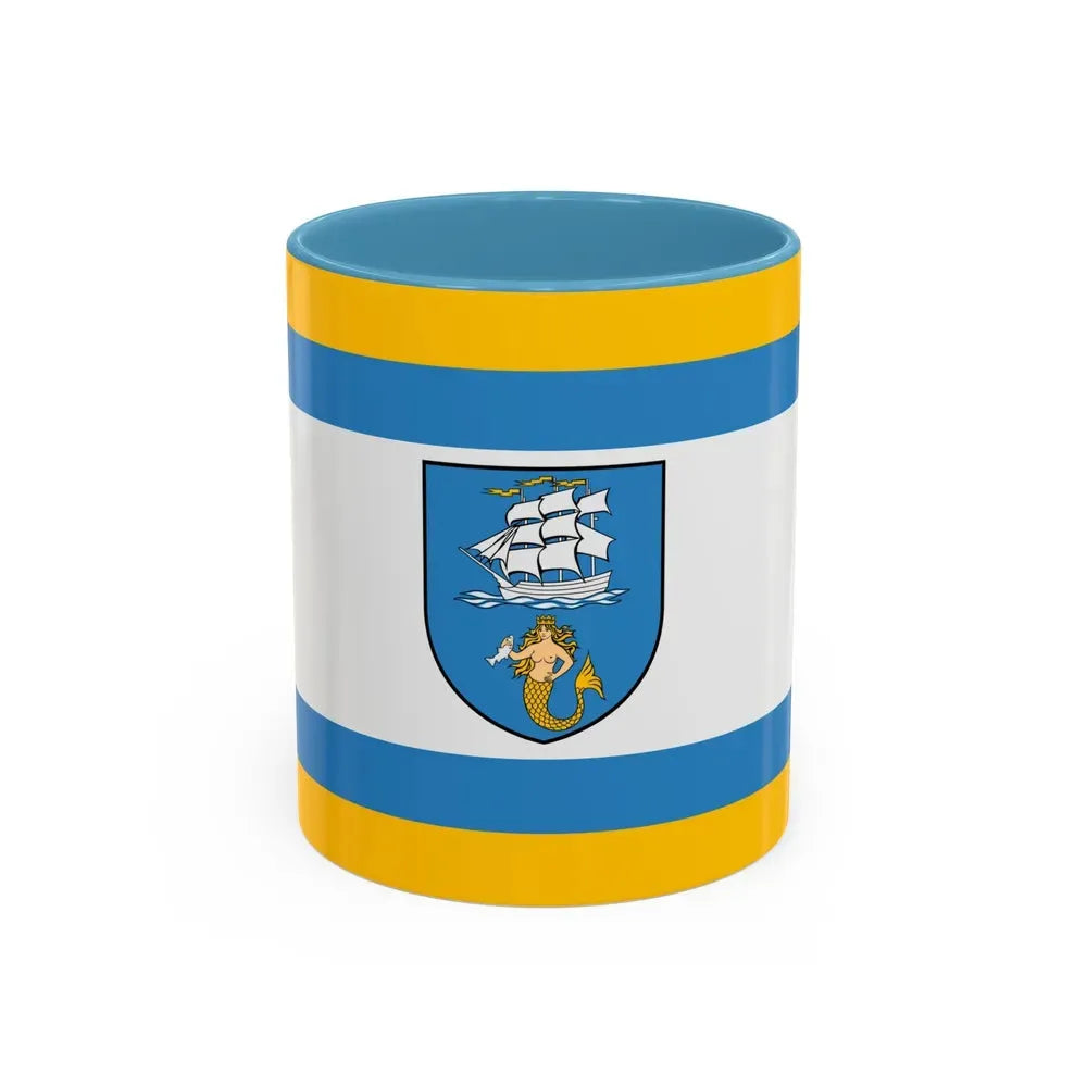 Flag of Ustka Poland - Accent Coffee Mug 11oz Light Blue - Go Mug Yourself