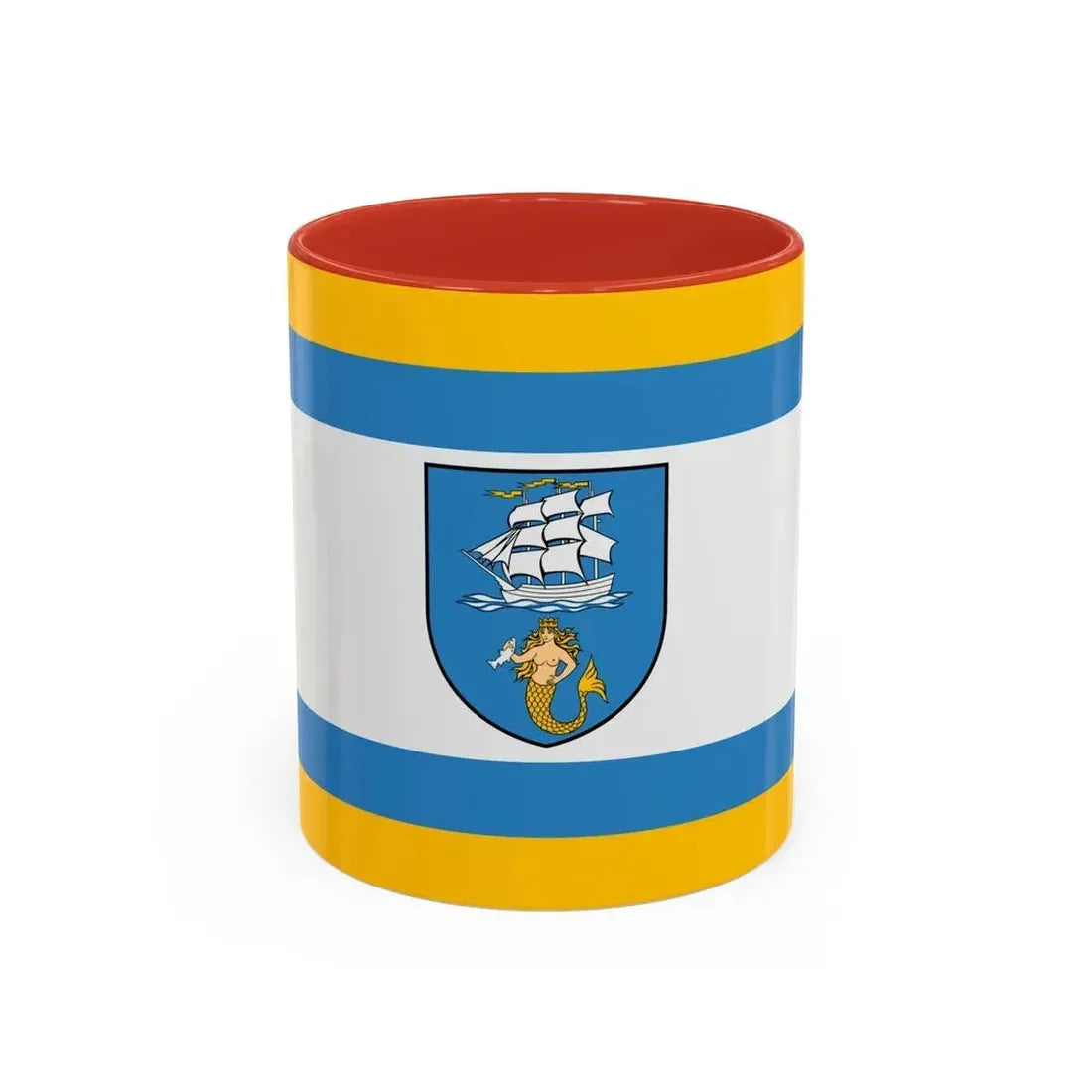 Flag of Ustka Poland - Accent Coffee Mug 11oz Red - Go Mug Yourself