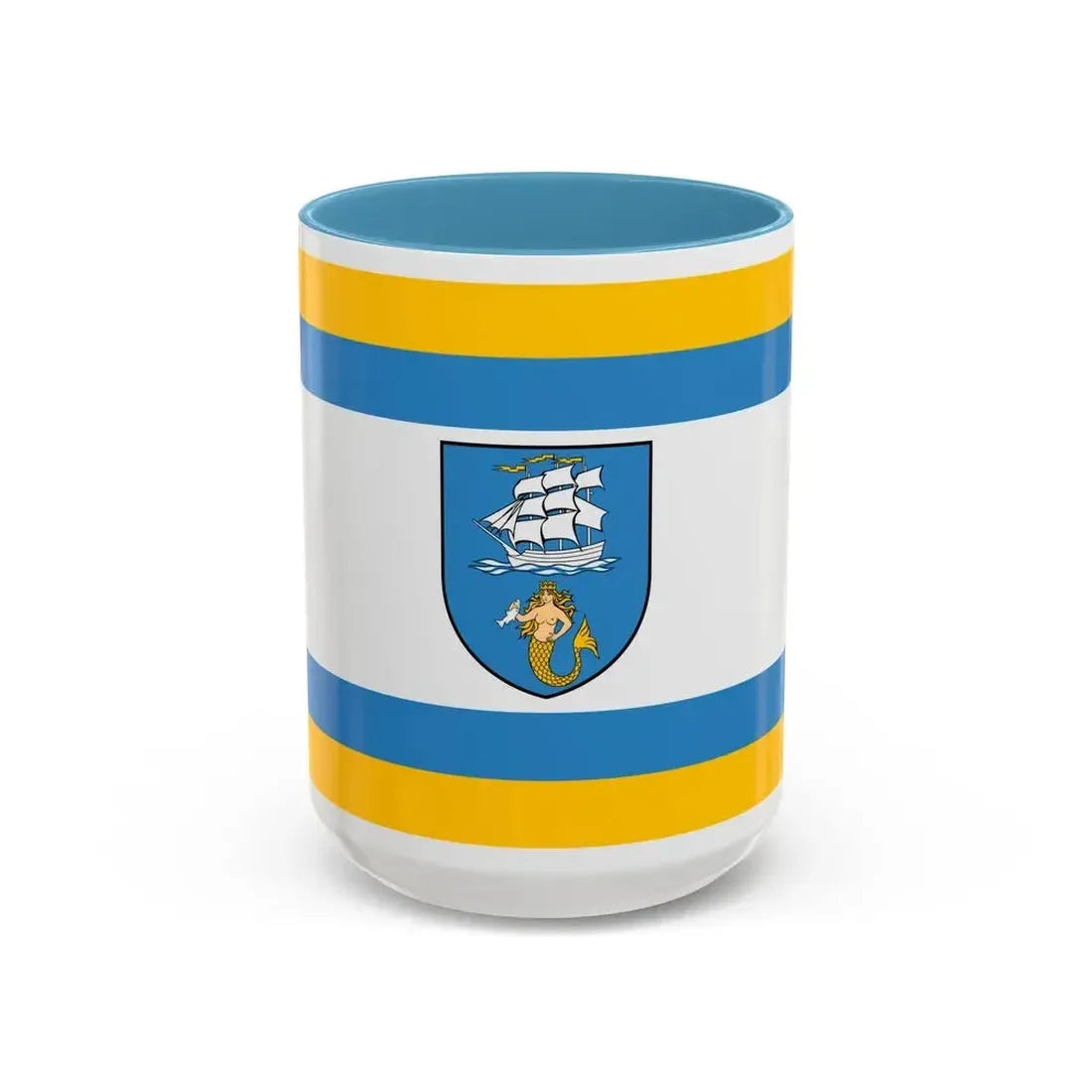 Flag of Ustka Poland - Accent Coffee Mug 15oz Light Blue - Go Mug Yourself