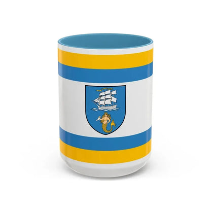 Flag of Ustka Poland - Accent Coffee Mug 15oz Light Blue - Go Mug Yourself