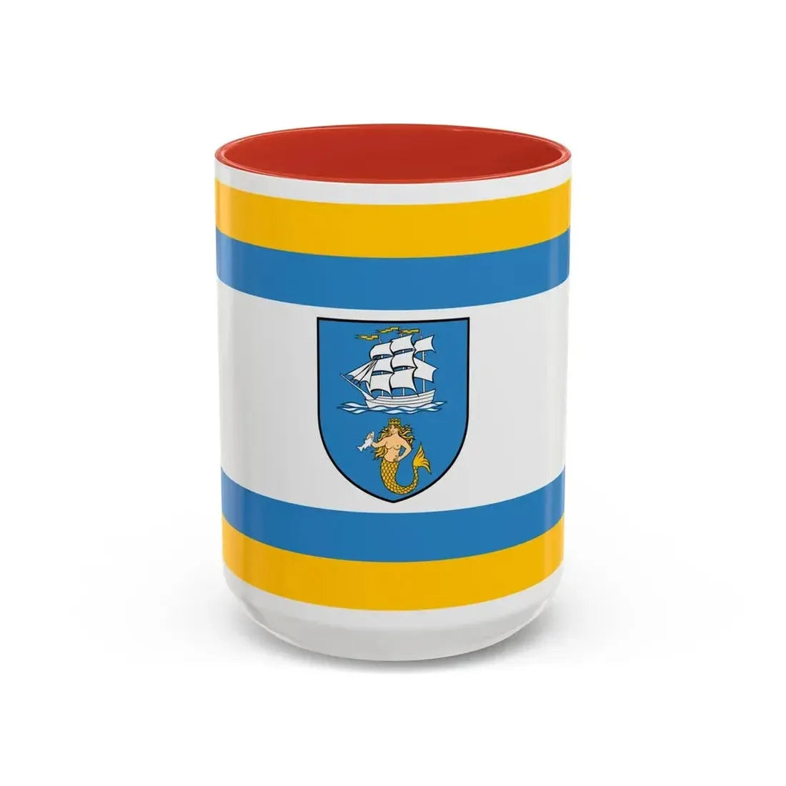 Flag of Ustka Poland - Accent Coffee Mug 15oz Red - Go Mug Yourself