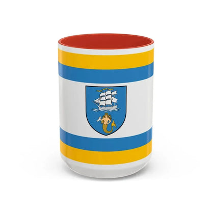 Flag of Ustka Poland - Accent Coffee Mug 15oz Red - Go Mug Yourself