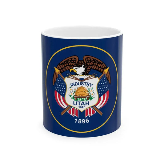 Flag of Utah 2011-2024 3-2 (United States) White Coffee Mug 11oz - Go Mug Yourself