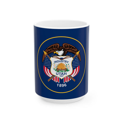 Flag of Utah 2011-2024 3-2 (United States) White Coffee Mug-15oz-Go Mug Yourself
