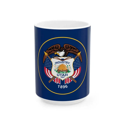 Flag of Utah 2011-2024 3-2 (United States) White Coffee Mug 15oz - Go Mug Yourself