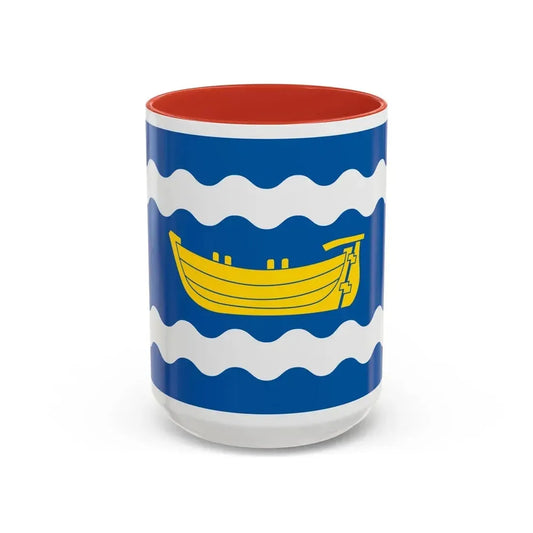 Flag of Uusimaa Finland - Accent Coffee Mug 15oz Red - Go Mug Yourself