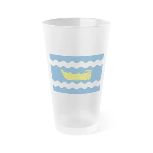 Flag of Uusimaa Finland - Frosted Pint Glass 16oz 16oz Frosted - Go Mug Yourself