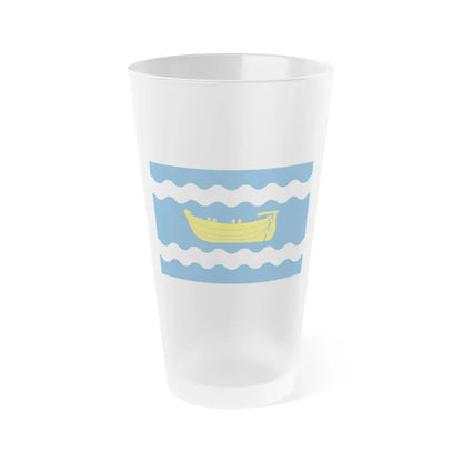 Flag of Uusimaa Finland - Frosted Pint Glass 16oz 16oz Frosted - Go Mug Yourself