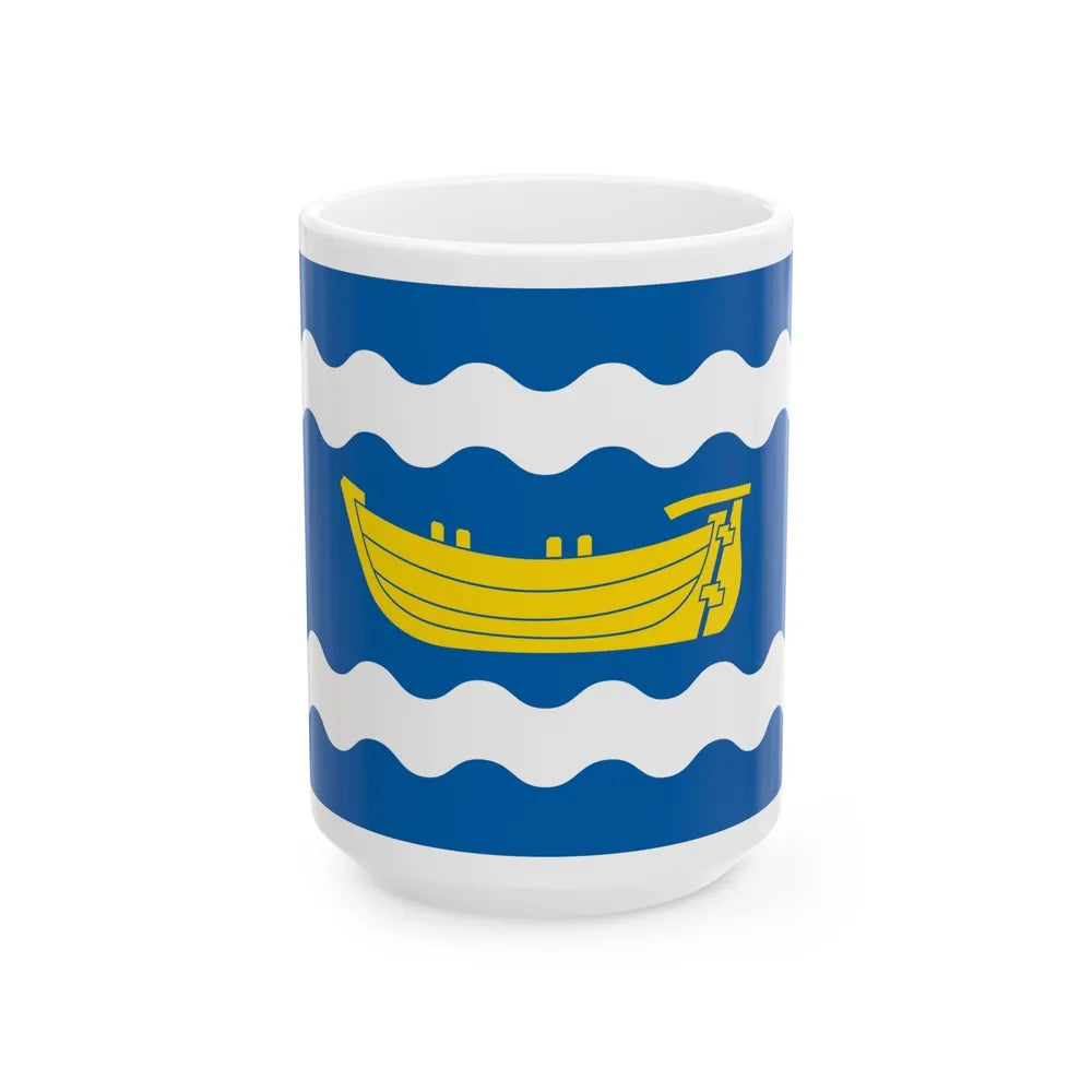 Flag of Uusimaa Finland - White Coffee Mug-15oz-Go Mug Yourself