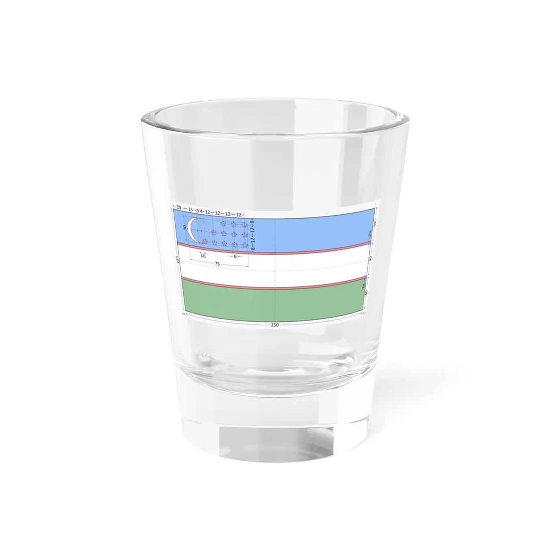 Flag of Uzbekistan construction sheet (Uzbekistan) Shot Glass 1.5oz 1.5oz - Go Mug Yourself