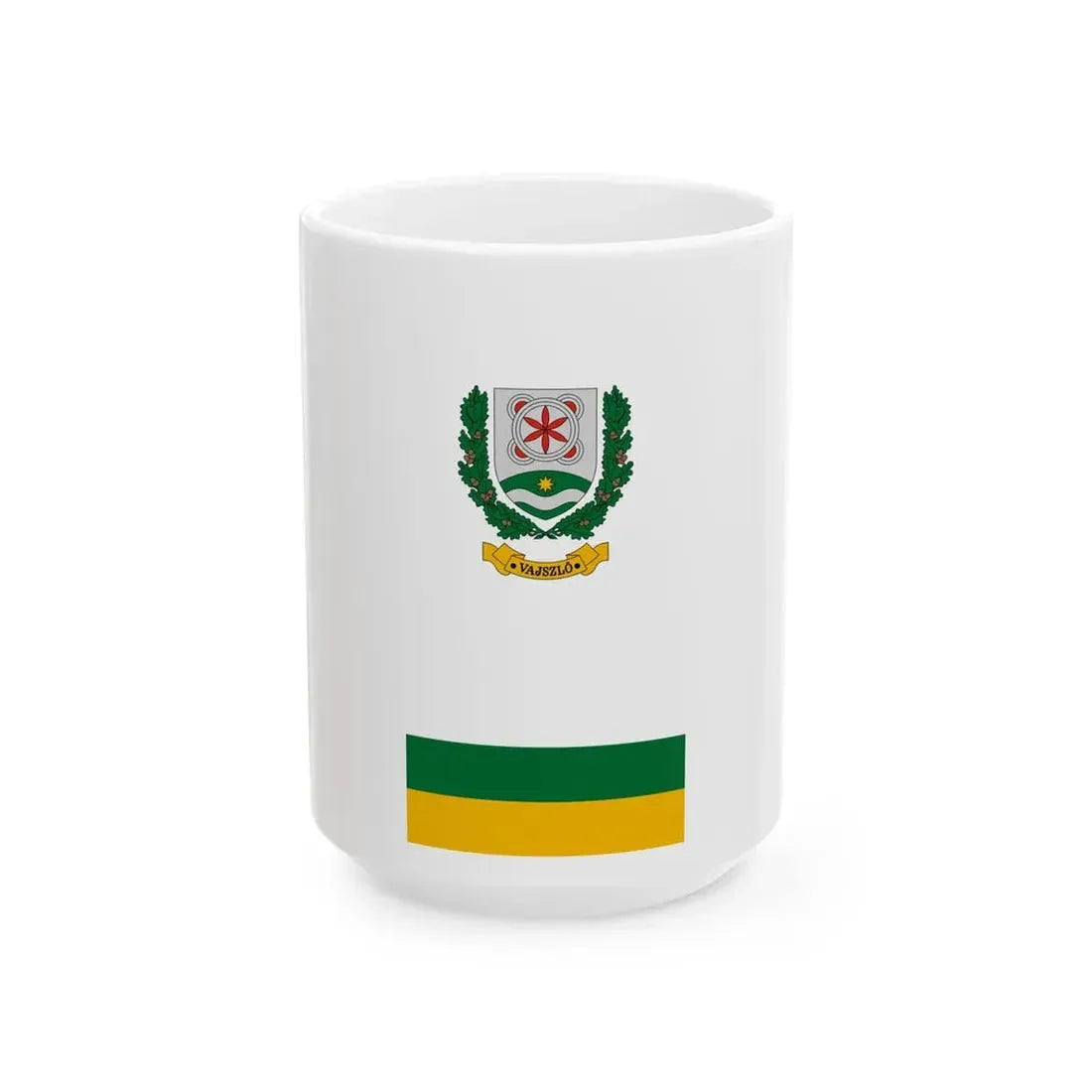 Flag of Vajszlo vertical (Hungary) White Coffee Mug 15oz - Go Mug Yourself