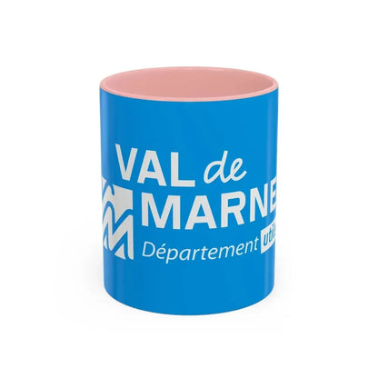 Flag of Val de Marne France - Accent Coffee Mug 11oz Pink - Go Mug Yourself