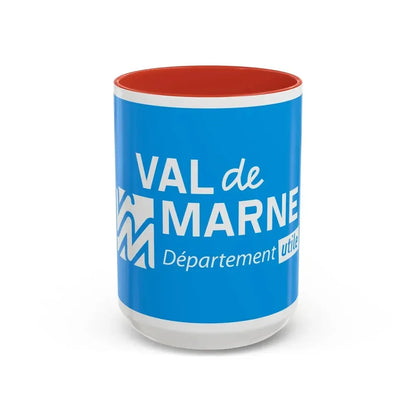 Flag of Val de Marne France - Accent Coffee Mug 15oz Red - Go Mug Yourself