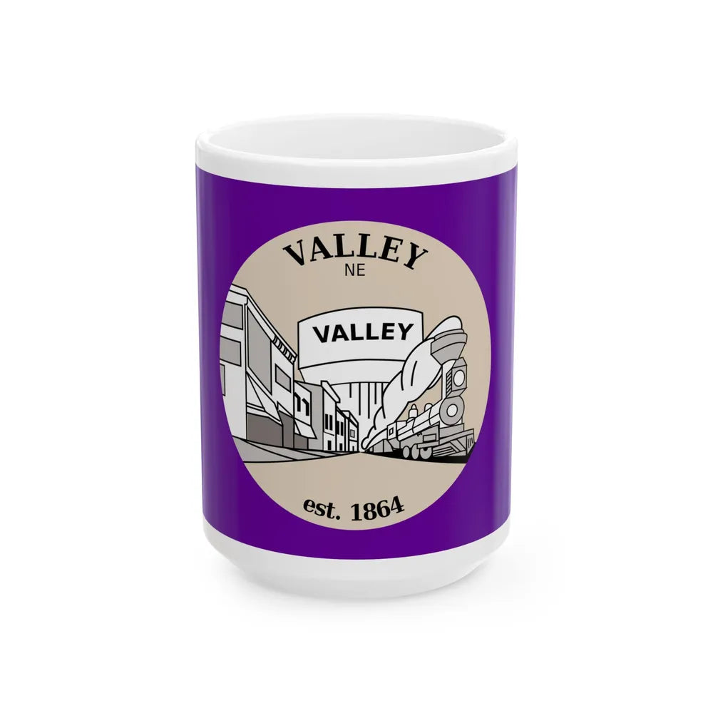 Flag of Valley Nebraska (United States) White Coffee Mug 15oz - Go Mug Yourself