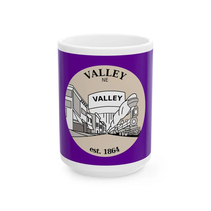 Flag of Valley Nebraska (United States) White Coffee Mug 15oz - Go Mug Yourself