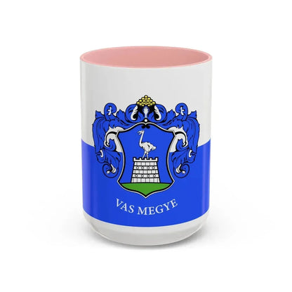 Flag of Vas County Hungary - Accent Coffee Mug 15oz Pink - Go Mug Yourself
