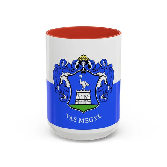 Flag of Vas County Hungary - Accent Coffee Mug 15oz Red - Go Mug Yourself