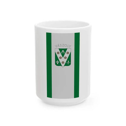 Flag of Vaszoly vertical (Hungary) White Coffee Mug 15oz - Go Mug Yourself