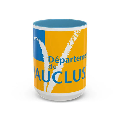 Flag of Vaucluse France - Accent Coffee Mug 15oz Light Blue - Go Mug Yourself