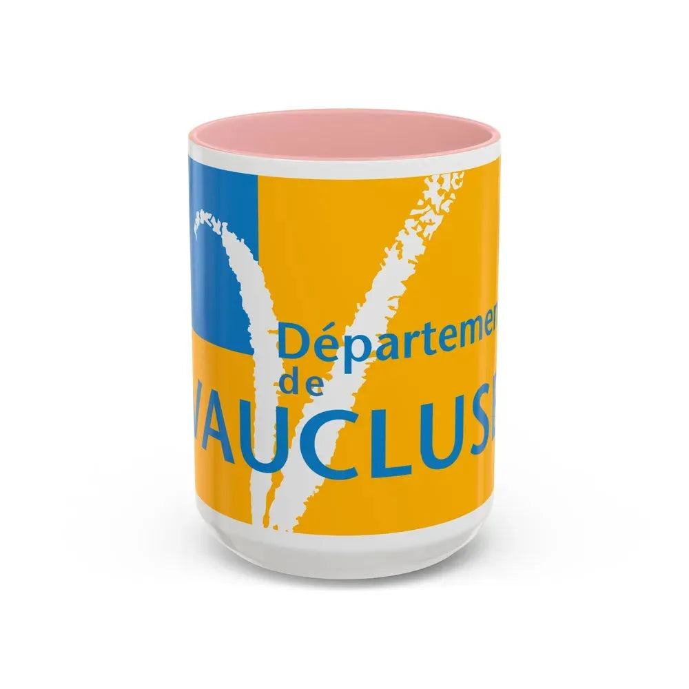 Flag of Vaucluse France - Accent Coffee Mug 15oz Pink - Go Mug Yourself