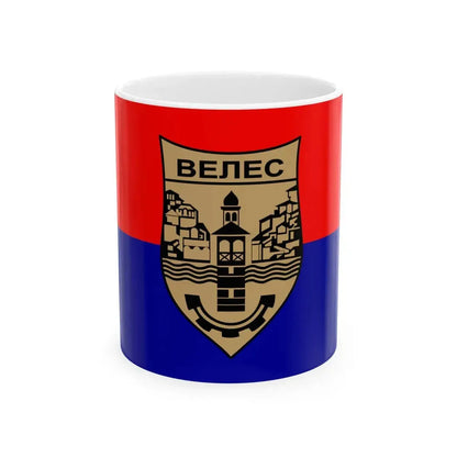 Flag of Veles Municipality North Macedonia (North Macedonia) White Coffee Mug 11oz - Go Mug Yourself