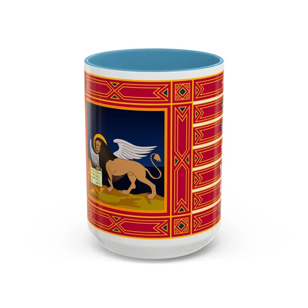 Flag of Veneto Italy - Accent Coffee Mug 15oz Light Blue - Go Mug Yourself