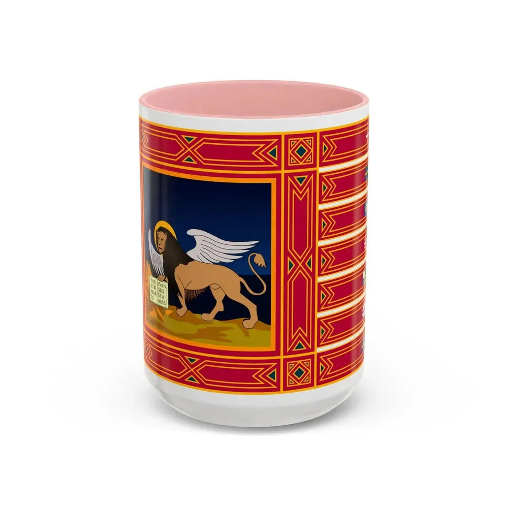 Flag of Veneto Italy - Accent Coffee Mug 15oz Pink - Go Mug Yourself