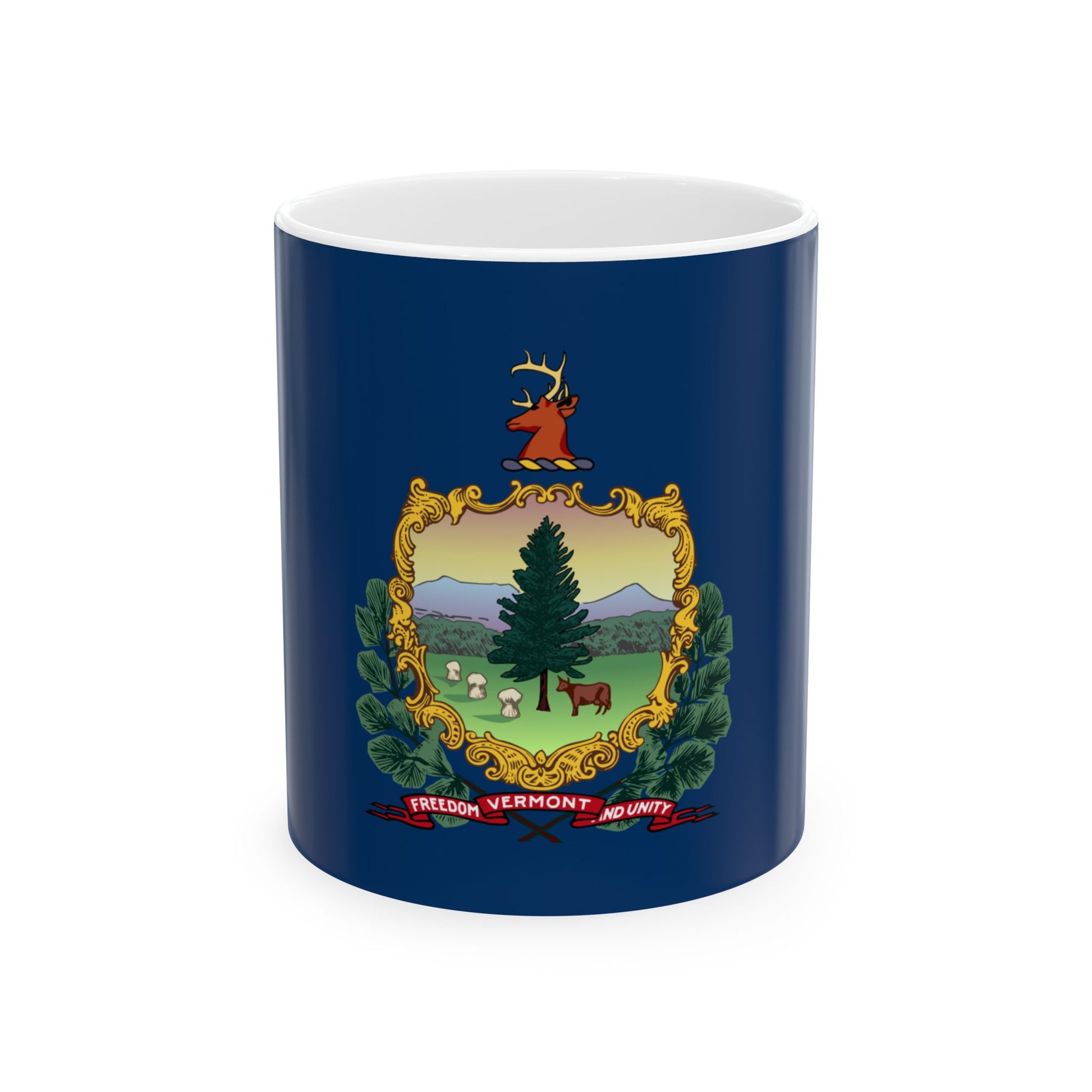 Flag of Vermont 3-2 (United States) White Coffee Mug-11oz-Go Mug Yourself