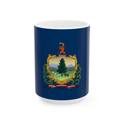 Flag of Vermont 3-2 (United States) White Coffee Mug-15oz-Go Mug Yourself