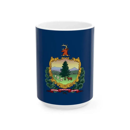 Flag of Vermont 3-2 (United States) White Coffee Mug 15oz - Go Mug Yourself
