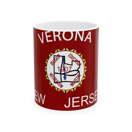 Flag of Verona New Jersey (United States) White Coffee Mug 11oz - Go Mug Yourself
