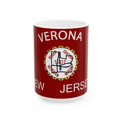 Flag of Verona New Jersey (United States) White Coffee Mug 15oz - Go Mug Yourself
