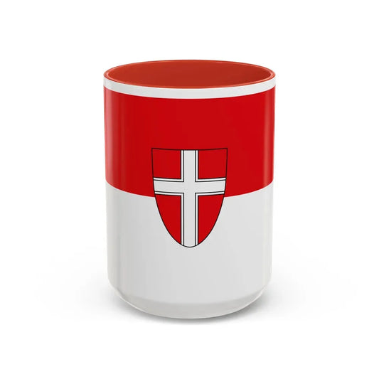 Flag of Vienna Wien Austria - Accent Coffee Mug 15oz Red - Go Mug Yourself