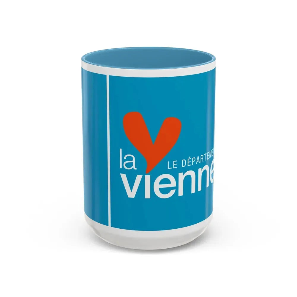 Flag of Vienne France - Accent Coffee Mug 15oz Light Blue - Go Mug Yourself