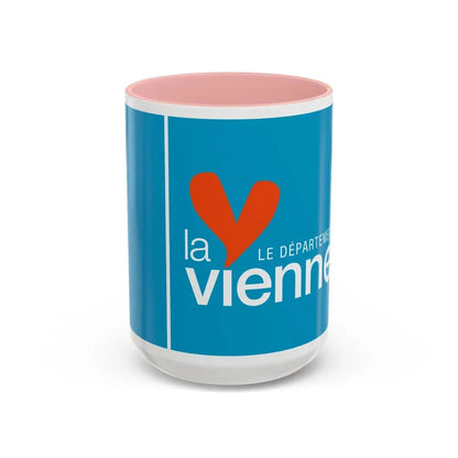 Flag of Vienne France - Accent Coffee Mug 15oz Pink - Go Mug Yourself