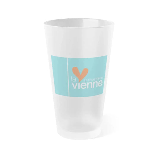 Flag of Vienne France - Frosted Pint Glass 16oz 16oz Frosted - Go Mug Yourself